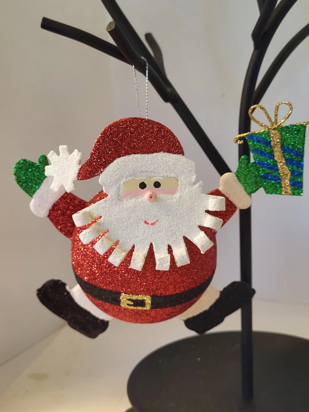 S/4 Pier 1 Glitter Ornaments Santa,Reindeer,Cardinal, Nutcracker